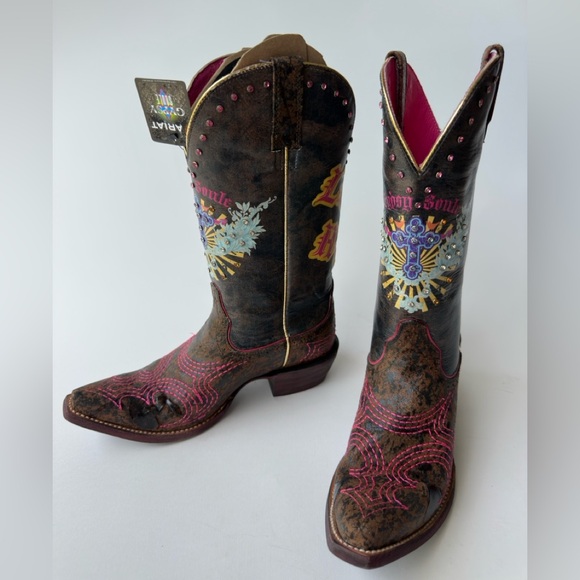 ARIAT Rare Gypsy Soule Collection Limited Edition Pink & Sassy Crystal Size 7,5 - Picture 1 of 17